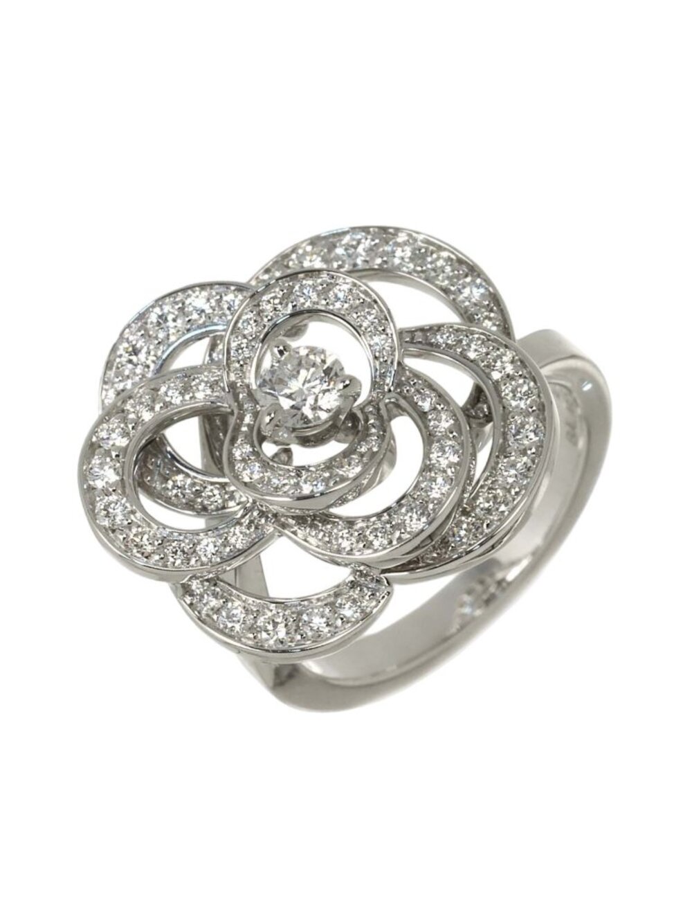 Chanel Camellia 47 Ring Diamond 18K White Gold 750